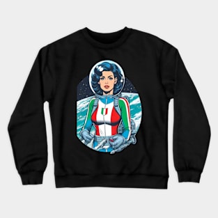 Italian Female Astronaut 1960s Comic Book Superhero Crewneck Sweatshirt